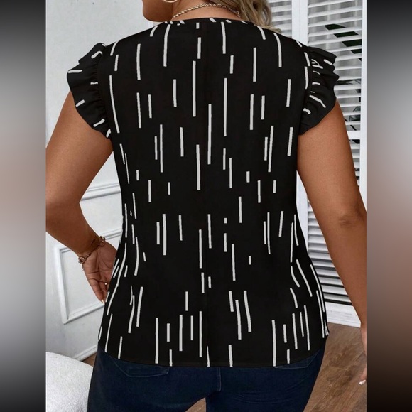 Plus Striped Print Ruffle Blouse - Picture 2 of 2